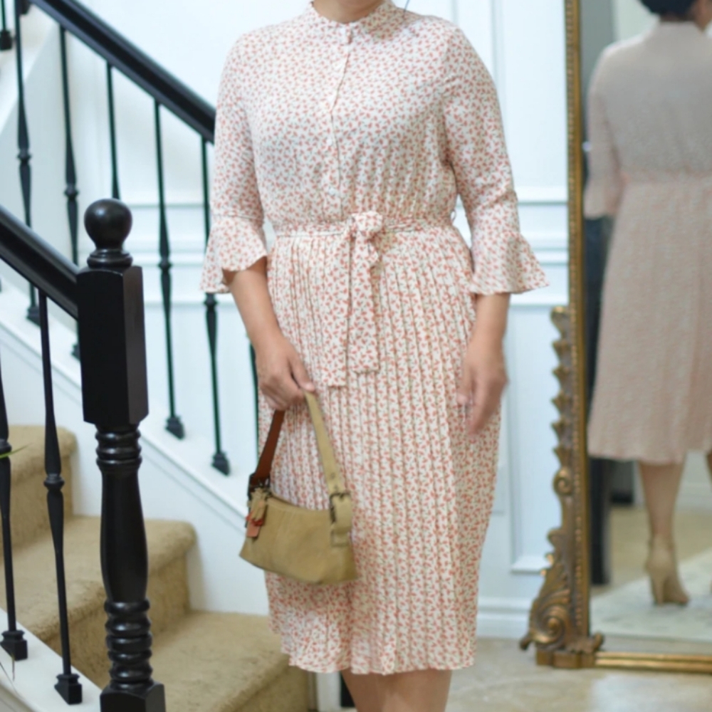 Floral Ruffle Sleeve Midi Dress
